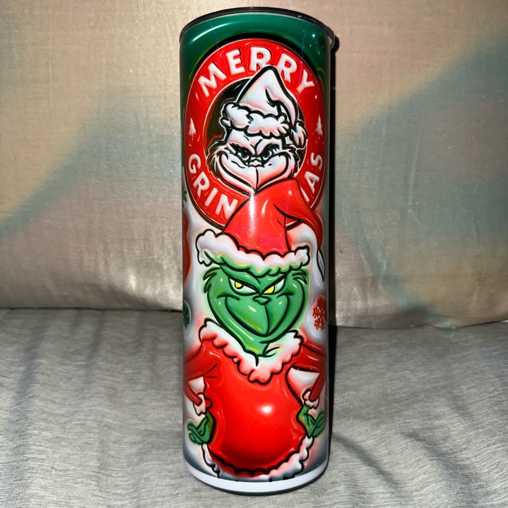 Festive Grinch Holiday Tumbler - Green and Red